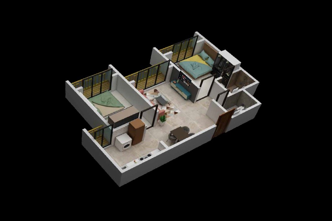 Floor plan of 2 BHK 468 Sq. Ft. Apartment in Ankur Grandeur, Palghar