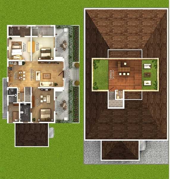 Floor plan of 4 BHK 1700 Sq. Ft. Villa in Apex Wildernest, Palghar