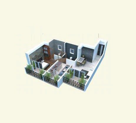 Floor plan of 1 BHK 467 Sq. Ft. Apartment in Archen Aarvi Apartments, Palghar