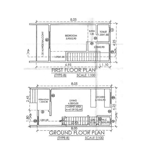 Floor plan of 2 BHK 507 Sq. Ft. Villa in ShreeThe Hill Touch, Palghar
