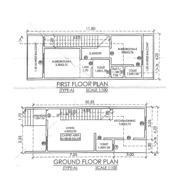 Floor plan of 2 BHK 633 Sq. Ft. Villa in ShreeThe Hill Touch, Palghar