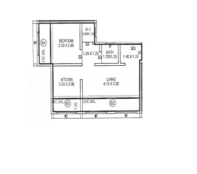 Floor plan of 1 BHK 320 Sq. Ft. Apartment in Arpan Swati Avenue, Palghar