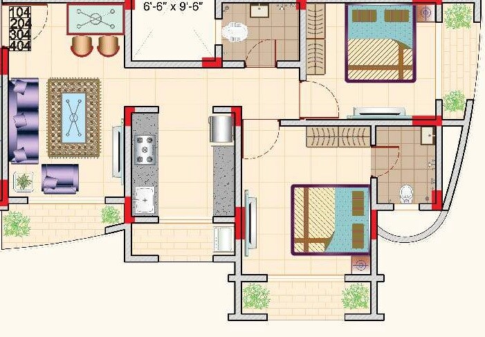 Floor plan of 2 BHK 475 Sq. Ft. Apartment in Arvel Nisarg Shrushti, Palghar