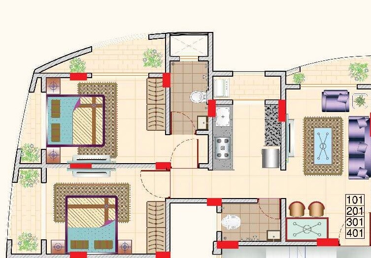 Floor plan of 2 BHK 538 Sq. Ft. Apartment in Arvel Nisarg Shrushti, Palghar