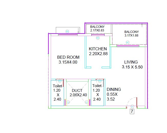 Floor plan of 1 BHK 441 Sq. Ft. Apartment in Arya Durvankur Heights, Palghar