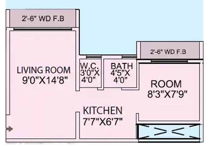 Floor plan of 1 BHK 252 Sq. Ft. Apartment in Ashok Avenue 224, Palghar