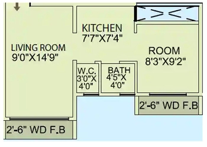 Floor plan of 1 BHK 270 Sq. Ft. Apartment in Ashok Avenue 224, Palghar