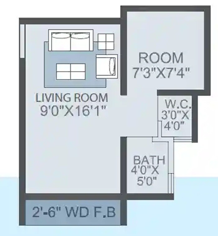 Floor plan of 218 Sq. Ft. Studio in Ashok Avenue 224, Palghar