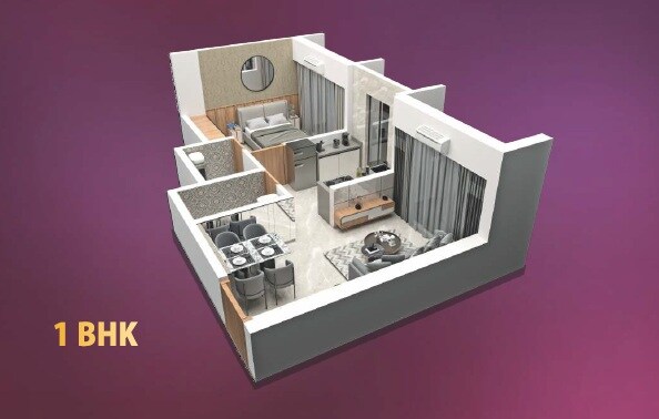 Floor plan of 1 BHK 435 Sq. Ft. Apartment in AV Pearl, Palghar