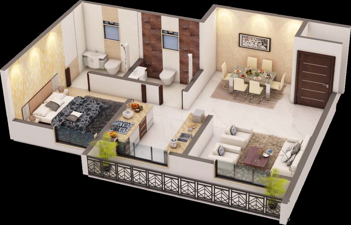 1 BHK 383 Sq. Ft. Apartment