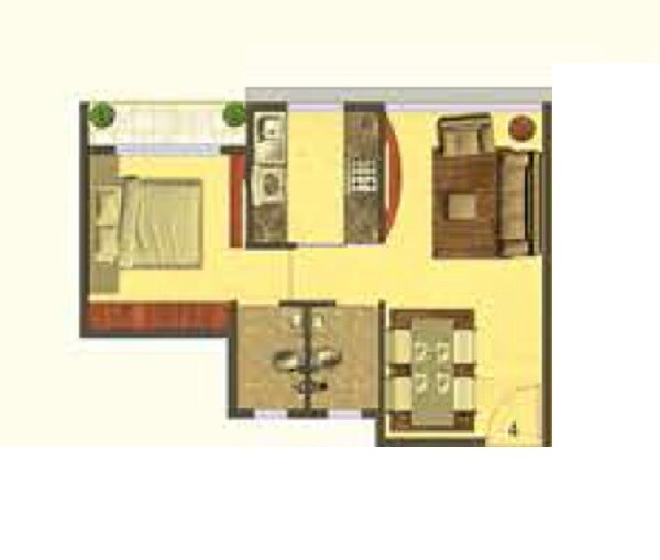 Floor plan of 1 BHK 395 Sq. Ft. Apartment in AVF Greens, Palghar