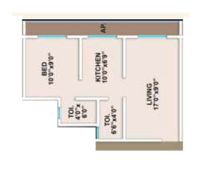 Floor plan of 1 BHK 438 Sq. Ft. Apartment in Avora Tetris Hill View, Palghar