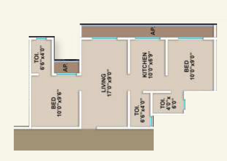 Floor plan of 2 BHK 529 Sq. Ft. Apartment in Avora Tetris Hill View, Palghar