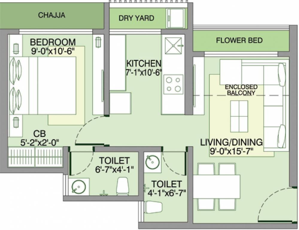 1 BHK 347 Sq. Ft. Apartment in Bachraj Lifespace