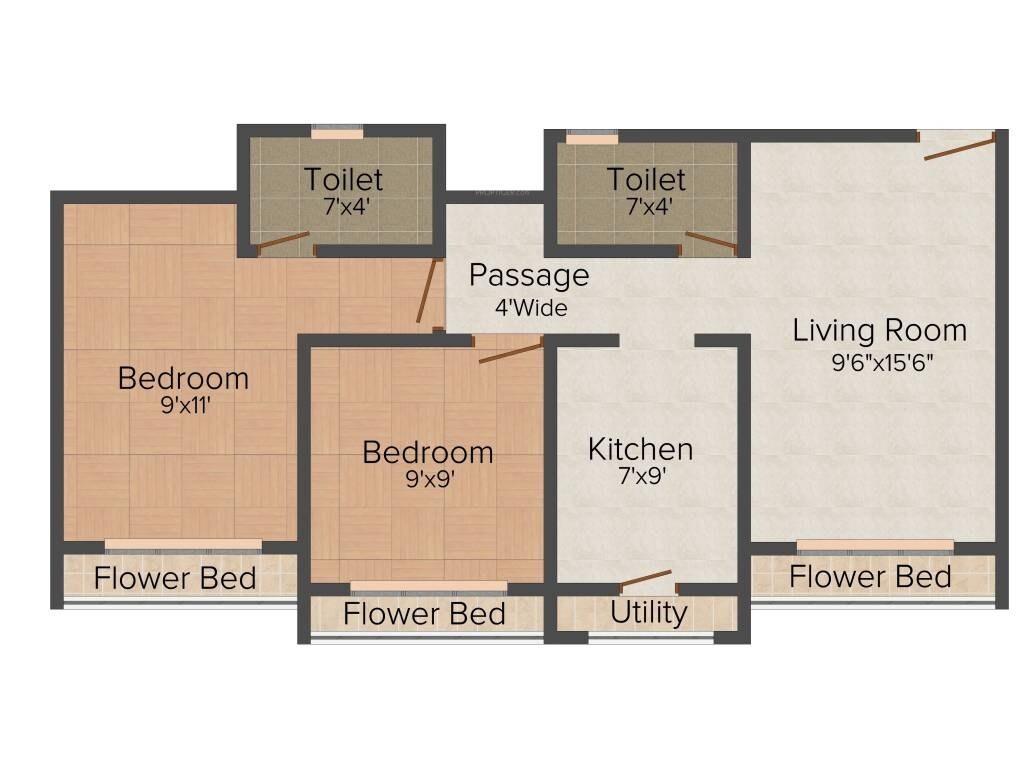 2 BHK 930 Sq. Ft. Apartment