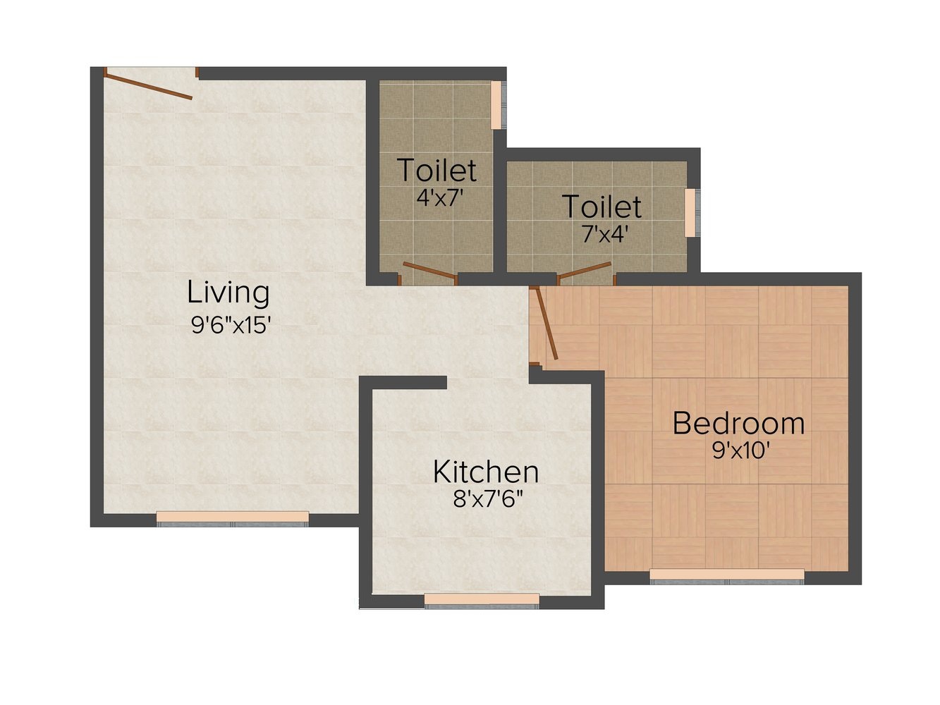 1 BHK 610 Sq. Ft. Apartment in Bachraj Residency