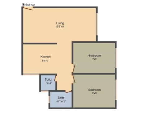 Floor plan of 1 BHK 550 Sq. Ft. Apartment in Balaji Pragati CHS, Palghar