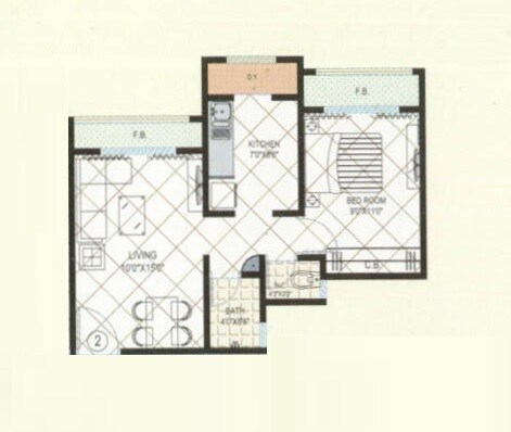Floor plan of 1 BHK 391 Sq. Ft. Apartment in Bhavani View, Palghar