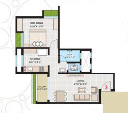 Floor plan of 1 BHK 580 Sq. Ft. Apartment in Bhavi Brahmand Residency, Palghar