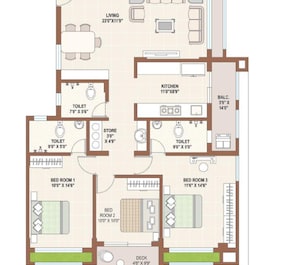3 BHK 1156 Sq. Ft. Apartment in Bhavi Riviera Nest