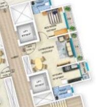 Floor plan of 2 BHK 835 Sq. Ft. Apartment in Bhoomi Acropolis, Palghar