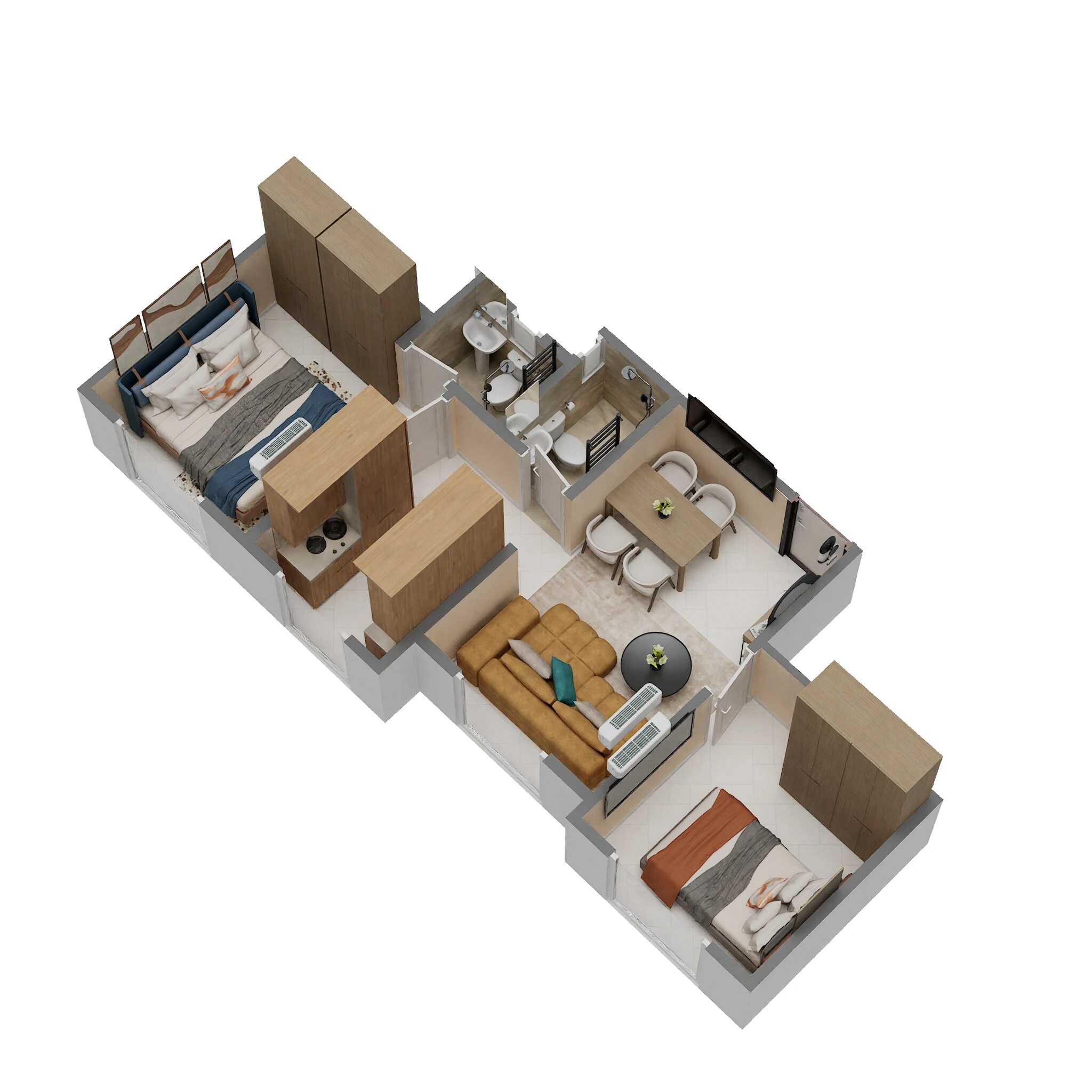 Floor plan of 2 BHK 444 Sq. Ft. Apartment in Bhoomi Sai Darshan, Palghar