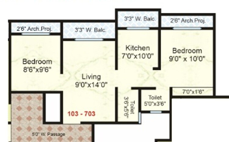 2 BHK 444 Sq. Ft. Apartment