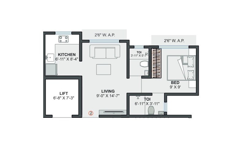 1 BHK 354 Sq. Ft. Apartment