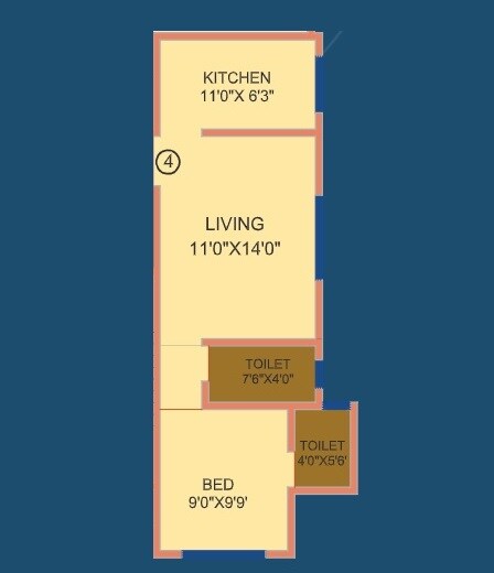 Floor plan of 1 BHK 370 Sq. Ft. Apartment in Chaitanya Signature, Palghar
