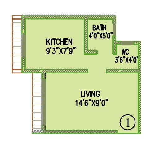 Floor plan of 252 Sq. Ft. Studio in Chandresh Vaibhav, Palghar