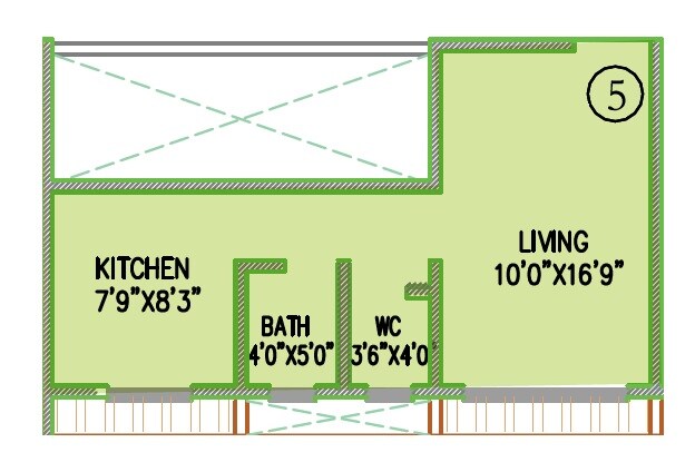 Floor plan of 262 Sq. Ft. Studio in Chandresh Vaibhav, Palghar