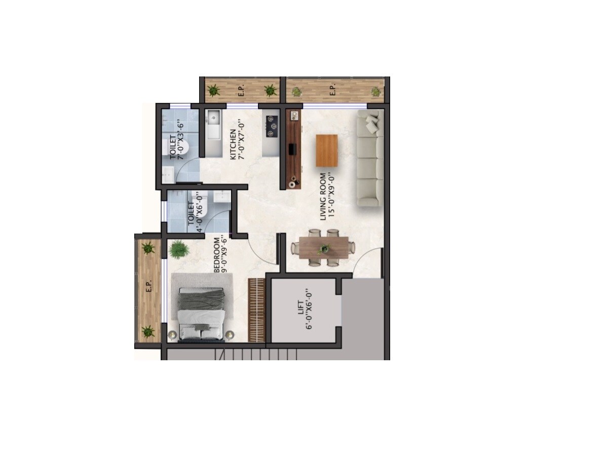 1 BHK 322 Sq. Ft. Apartment