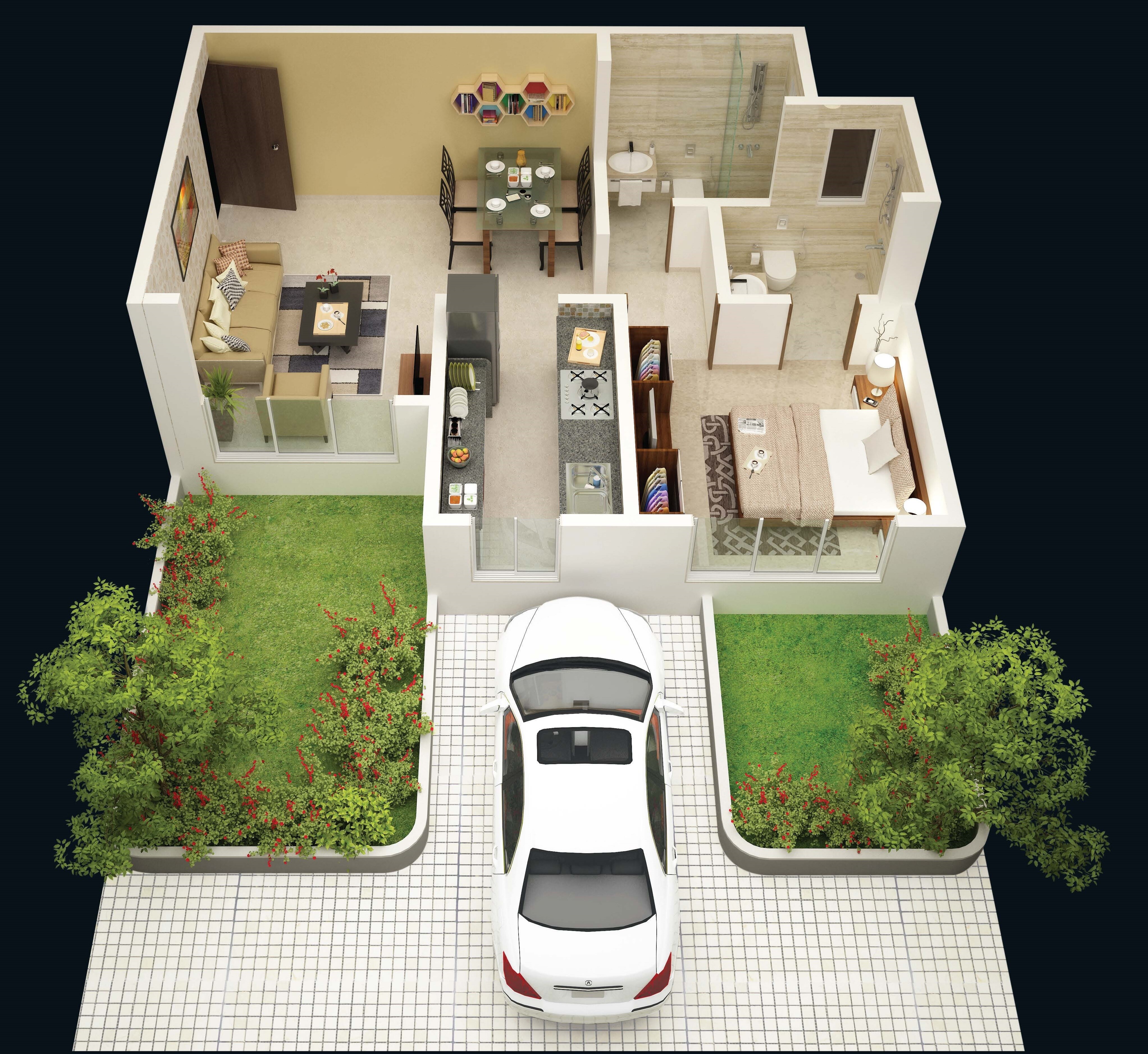 Floor plan of 1 BHK 457 Sq. Ft. Apartment in CRD Gardenia, Palghar