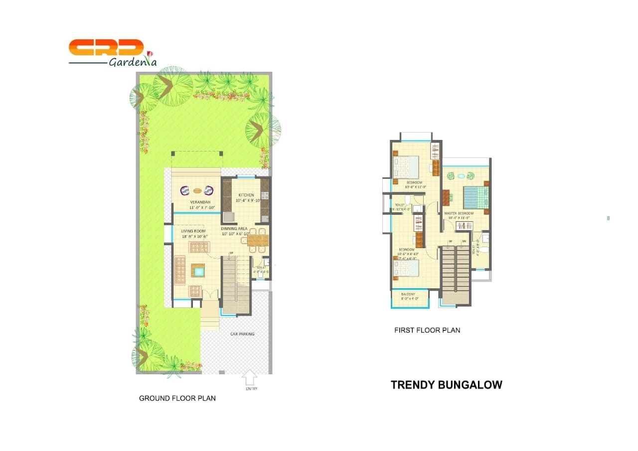 Floor plan of 3 BHK 1153 Sq. Ft. Villa in CRD Gardenia, Palghar