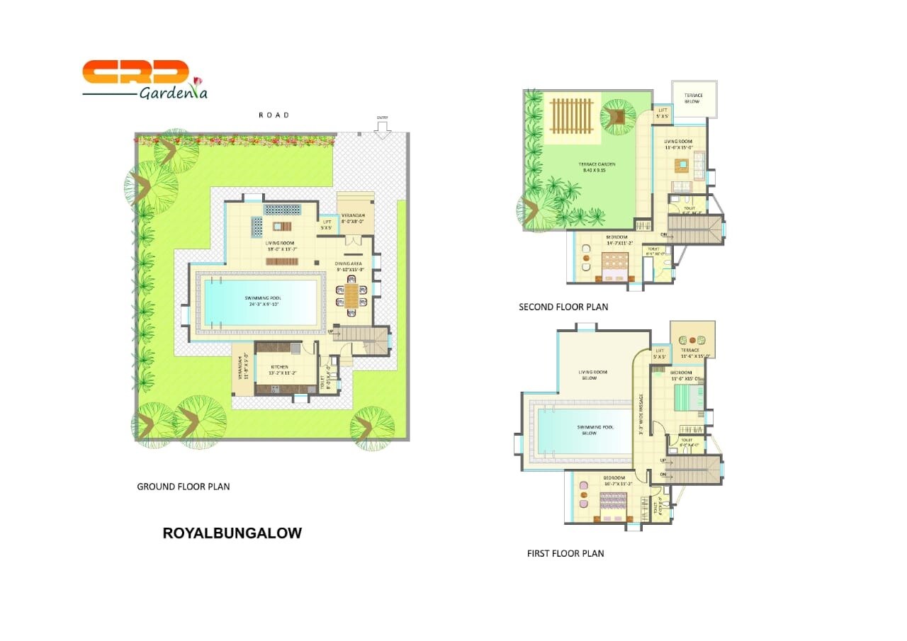 Floor plan of 3 BHK 1416 Sq. Ft. Villa in CRD Gardenia, Palghar
