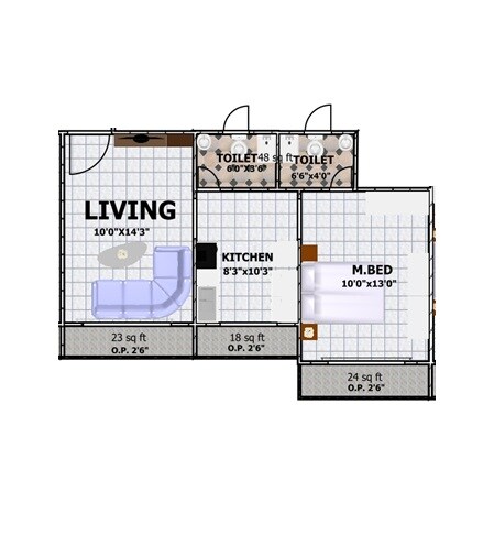 Floor plan of 1 BHK 321 Sq. Ft. Apartment in Crystal Crown, Palghar