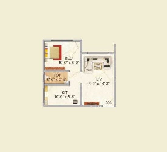 Floor plan of 1 BHK 204 Sq. Ft. Apartment in Crystal New Era, Palghar