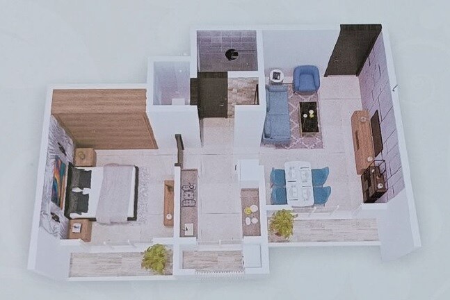 Floor plan of 1 BHK 345 Sq. Ft. Apartment in D S Aaradhya Apartment, Palghar