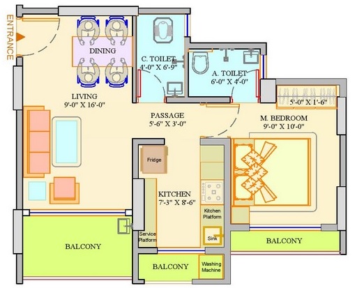 1 BHK 350 Sq. Ft. Apartment in Dange Complex Tower IV