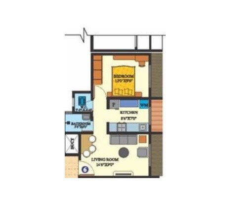 Floor plan of 1 BHK 340 Sq. Ft. Apartment in DBR Dias Residency Park, Palghar