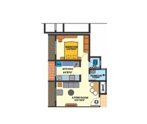 Floor plan of 1 BHK 359 Sq. Ft. Apartment in DBR Dias Residency Park, Palghar