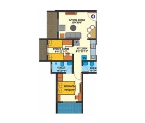 Floor plan of 2 BHK 474 Sq. Ft. Apartment in DBR Dias Residency Park, Palghar