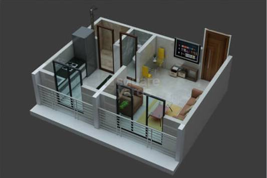 Floor plan of 166 Sq. Ft. Studio in Deep Darshan, Palghar