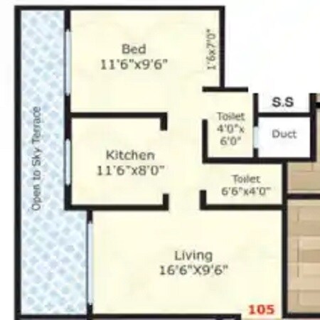 1 BHK 375 Sq. Ft. Apartment