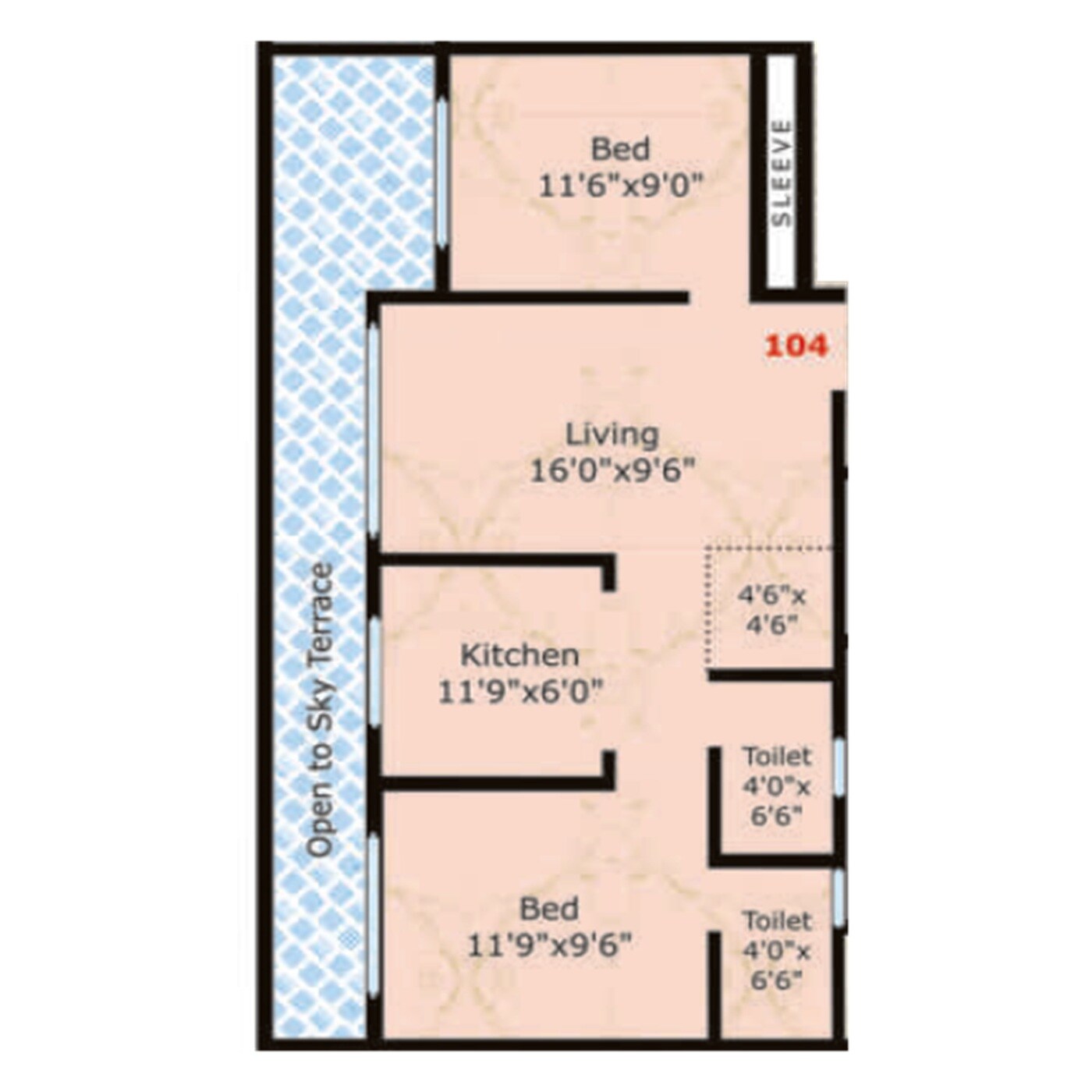 2 BHK 543 Sq. Ft. Apartment