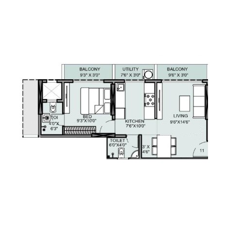 1 BHK 317 Sq. Ft. Apartment