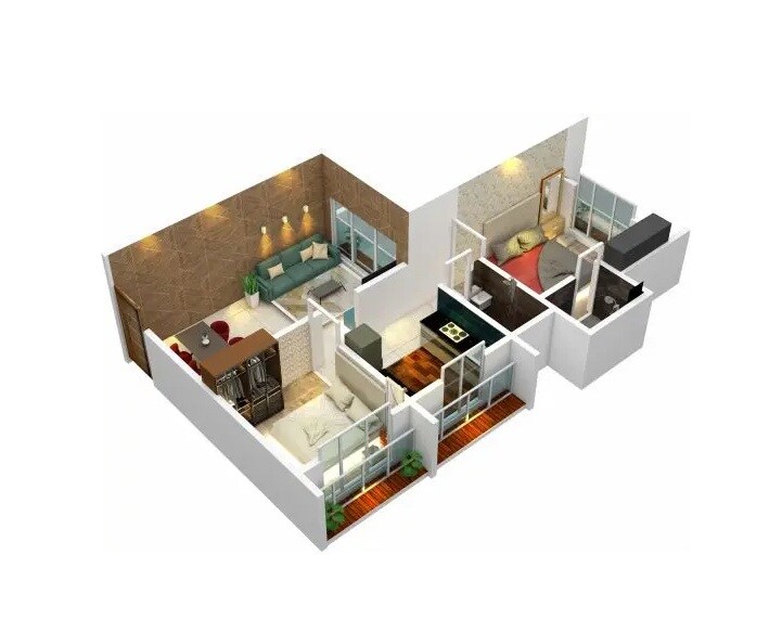 2 BHK 617 Sq. Ft. Apartment