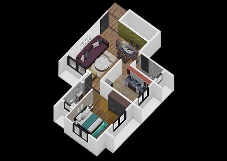 Floor plan of 1 BHK 398 Sq. Ft. Apartment in DGS Sheetal Abhishek, Palghar