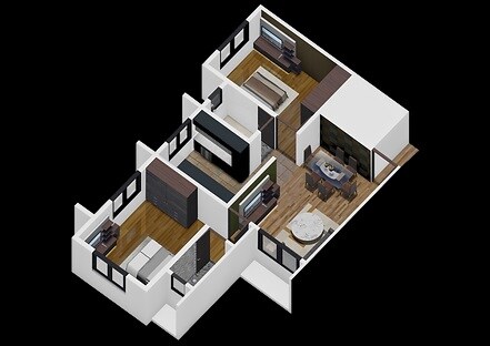 Floor plan of 2 BHK 470 Sq. Ft. Apartment in DGS Sheetal Abhishek, Palghar