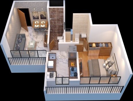Floor plan of 1 BHK 337 Sq. Ft. Apartment in DGS Sheetal Mayra, Palghar